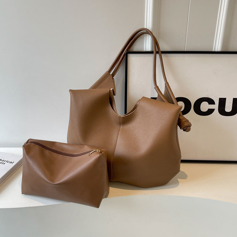 Pleated  Large Shoulder Tote Bag