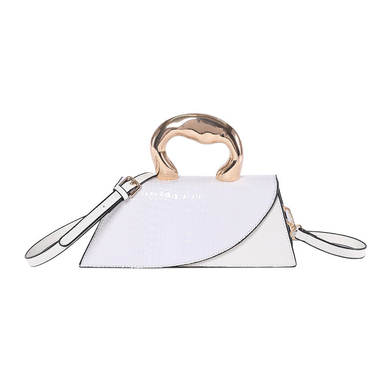 Crocodile Pattern Patent Leather  Crossbody Bag