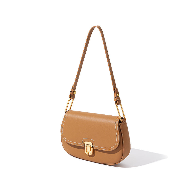 Designer Genuine Leather Niche Saddle Shoulder Bag