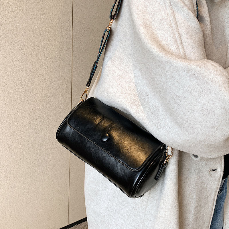 Retro Cylindrical PU Leather Crossbody Bag