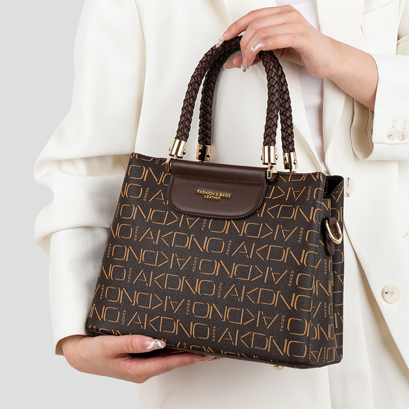 Fashionable Large-Capacity PVC Commuter Tote Bag with Letter Print