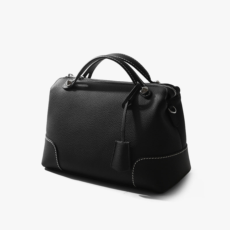 Simple Genuine Leather Women's Pillow Handbag