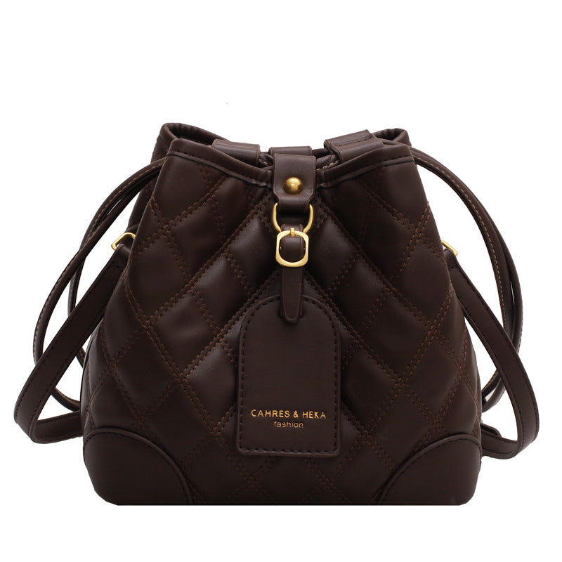 Stylish Embroidered PU Leather Bucket Crossbody Bag