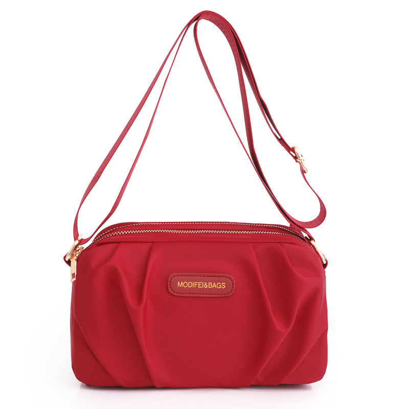 Pleated Nylon Oxford Large Capacity Crossbody Bag