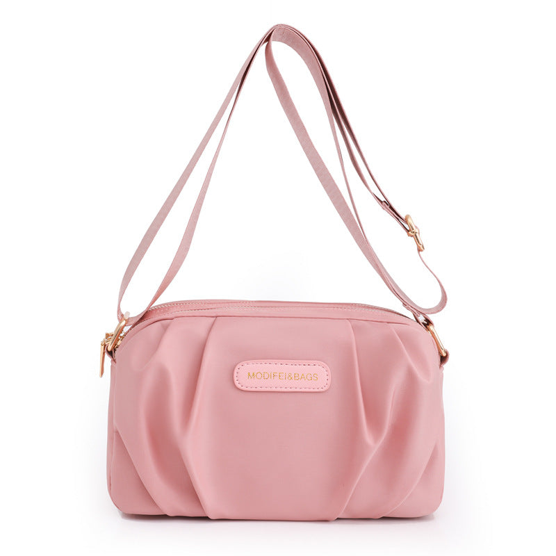 Pleated Nylon Oxford Large Capacity Crossbody Bag