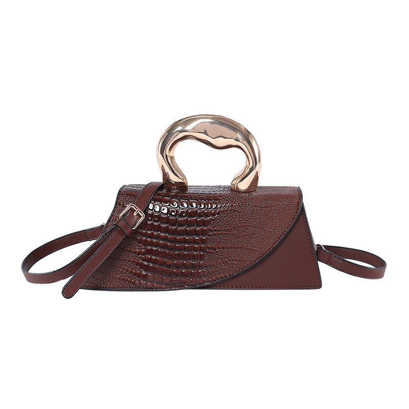 Crocodile Pattern Patent Leather  Crossbody Bag