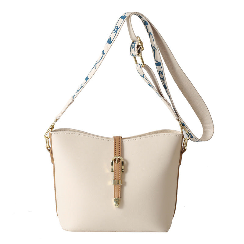 Textured Wide Band Bucket Crossbody Bag