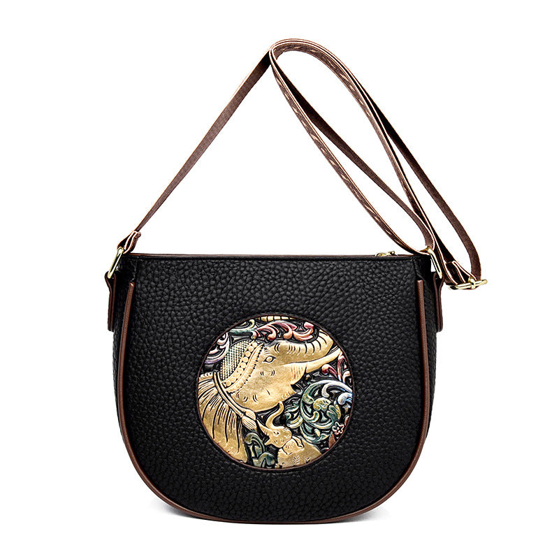 Retro Style Embossed  Women's Shoulder Bag