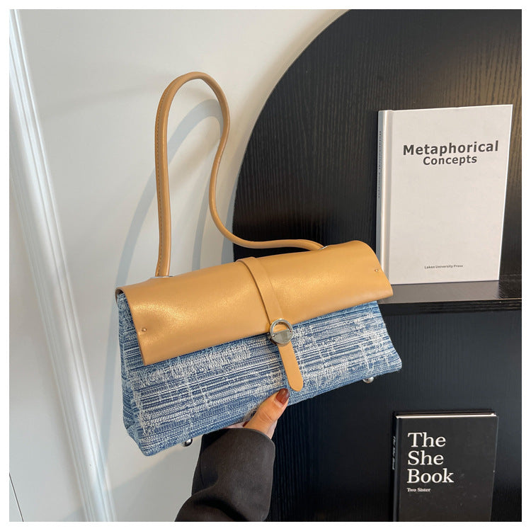 Denim Stitching Small Square Work Shoulder Bag