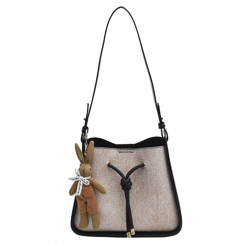 Trendy Contrast Bucket Denim Shoulder Messenger Bag