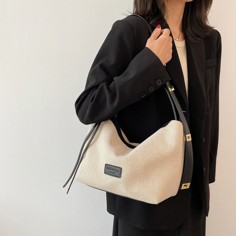 Versatile Large Capacity Canvas Underarm Shoulder Bag