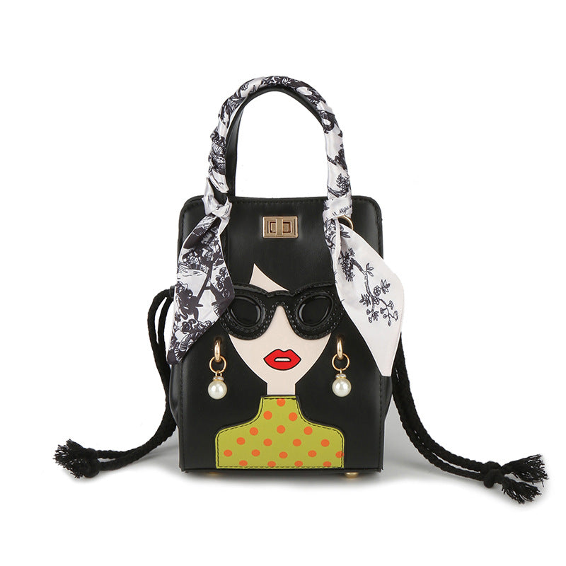 Trendy Cartoon Silk Scarf Handbag for Women