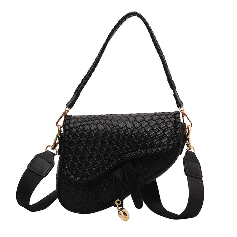 Woven Retro  Saddle Messenger Shoulder Bag