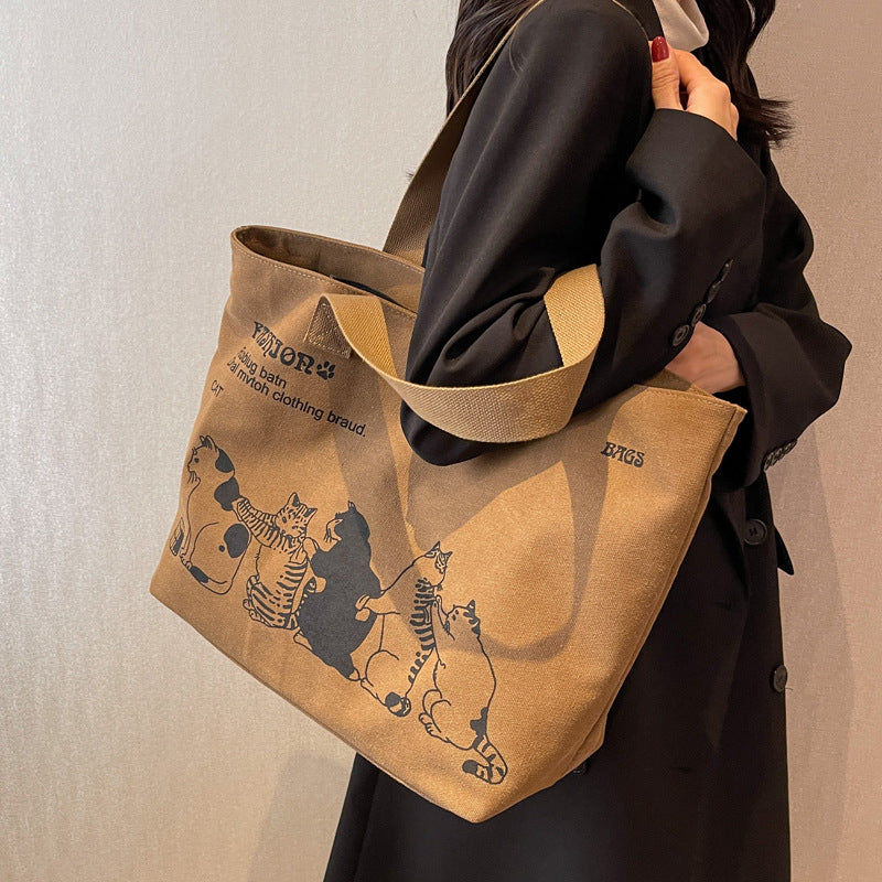 Leisure Large Capacity Canvas Student Tote Bag