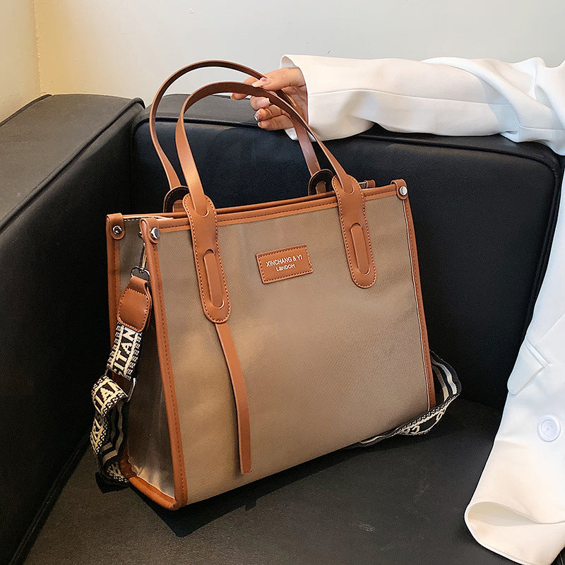 Retro Oxford Cloth  Contrast Color Shoulder Tote