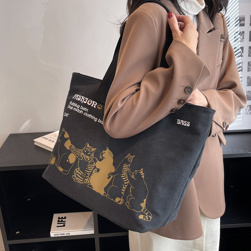 Leisure Large Capacity Canvas Student Tote Bag