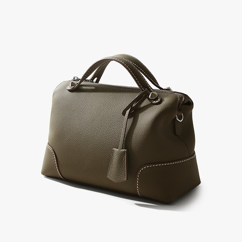 Simple Genuine Leather Women's Pillow Handbag