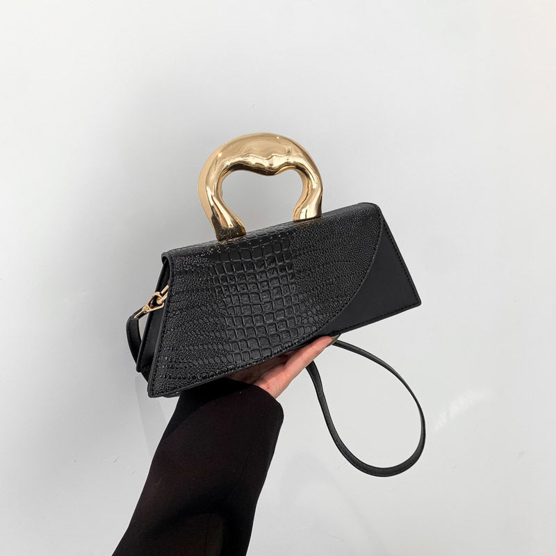 Crocodile Pattern Patent Leather  Crossbody Bag