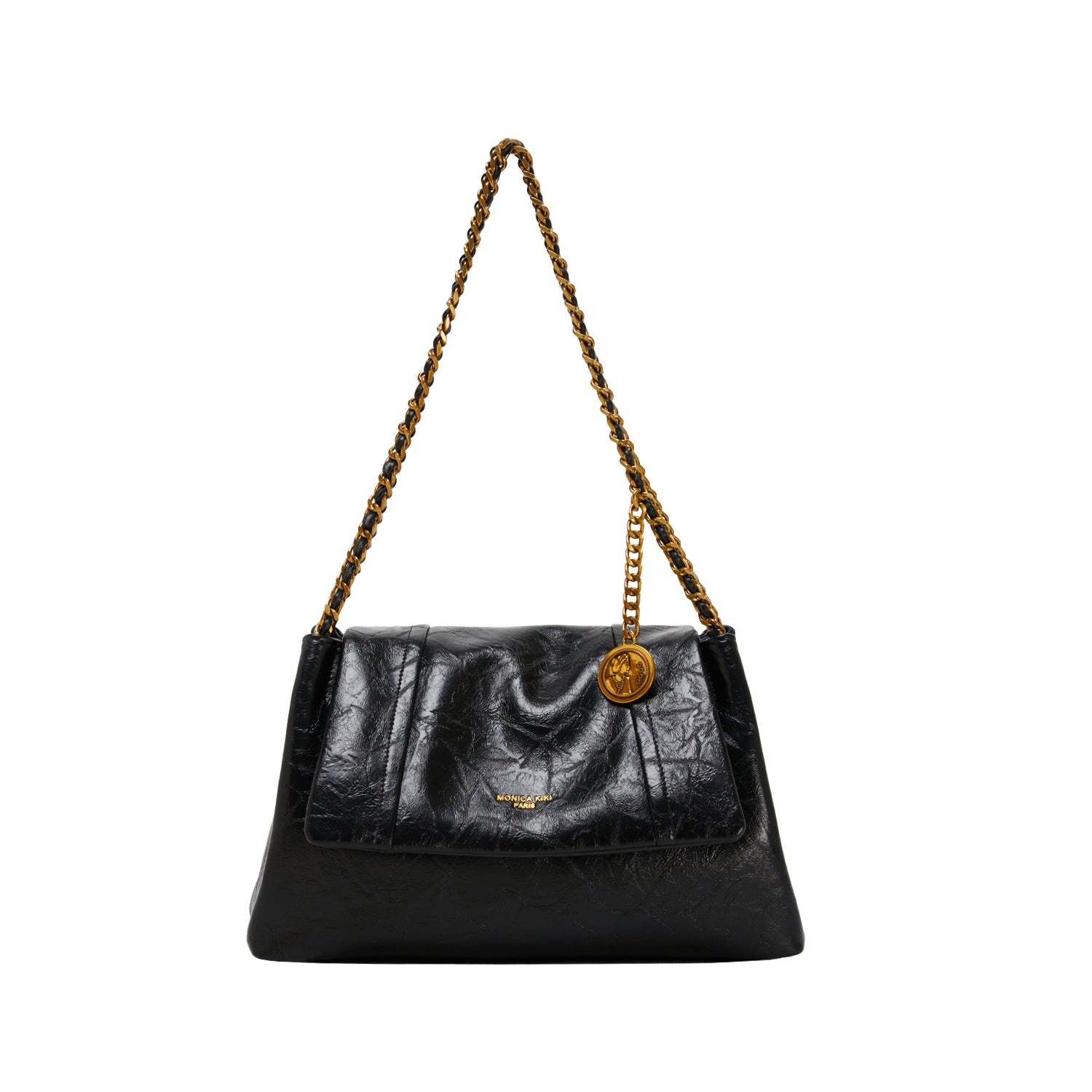 Faux Leather Chain Strap Large Tote Shoulder Bag