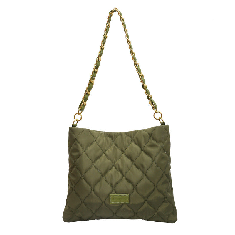 Fashion Nylon Bucket Shoulder Bag with Chain Strap