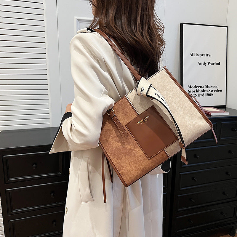 Contrast Color  Underarm One-Shoulder Tote Bag