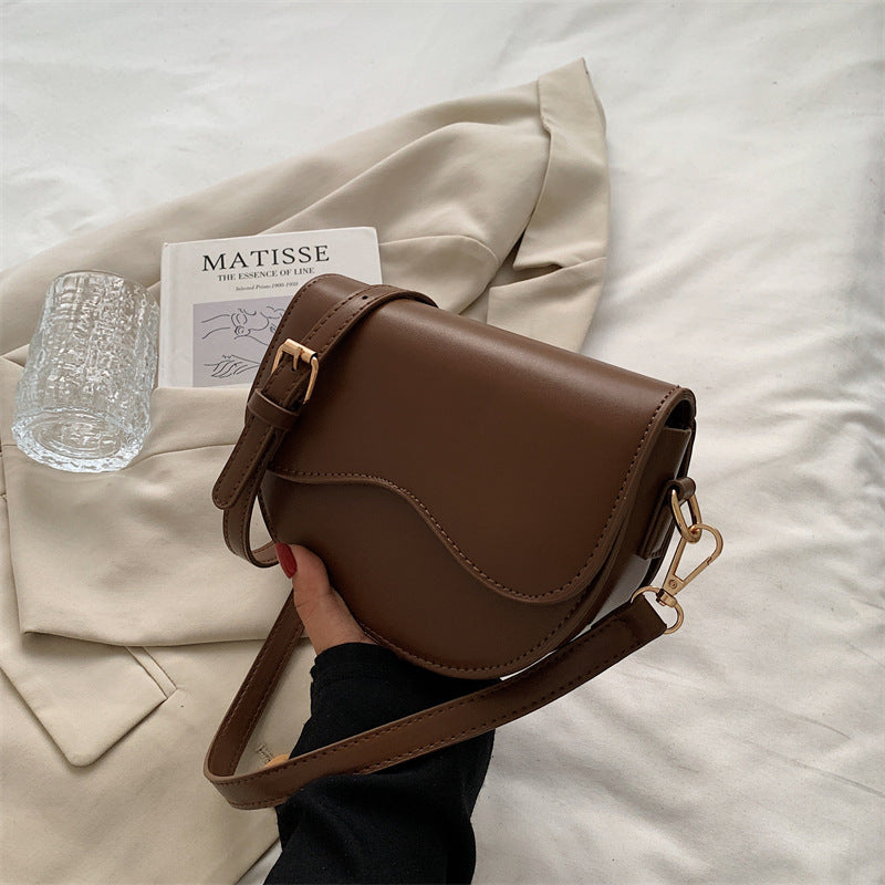 Retro Autumn PU Leather Saddle Crossbody Bag