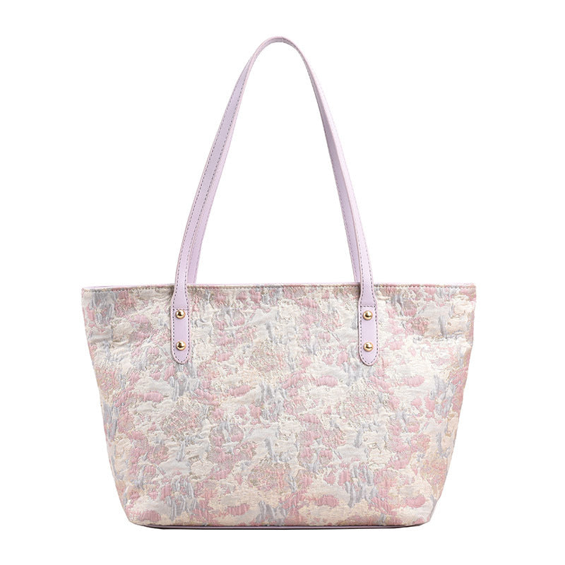 Embroidered Polyester Summer Commuter Tote Bag