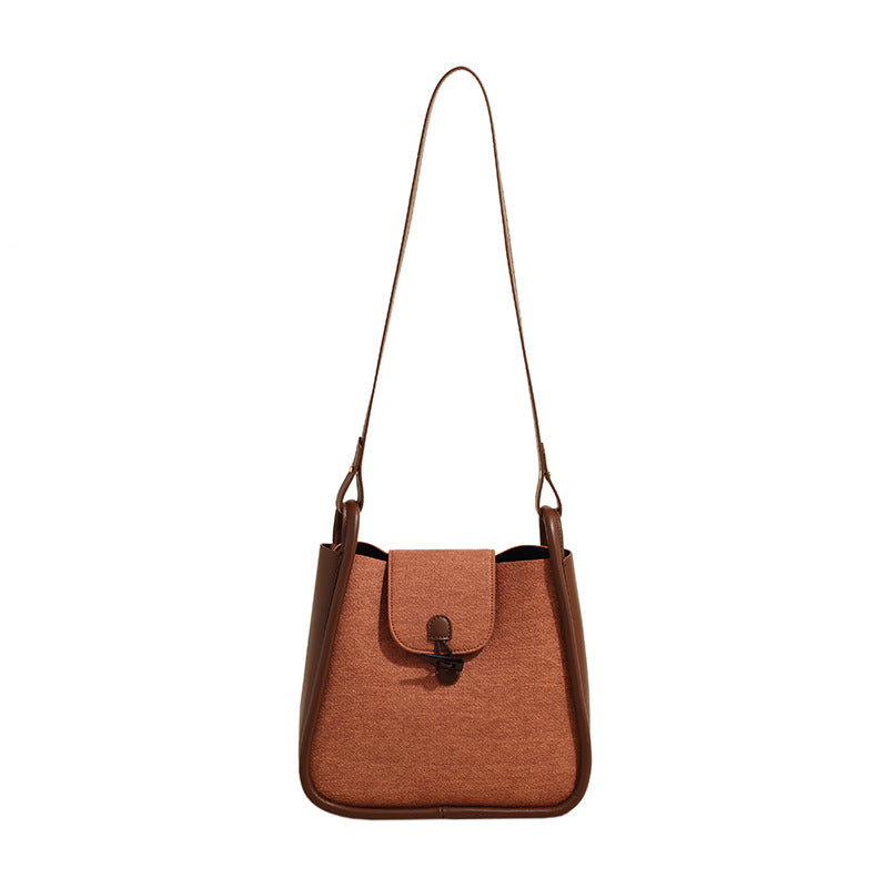 French Contrast Stitch  Bucket Shoulder Messenger Bag