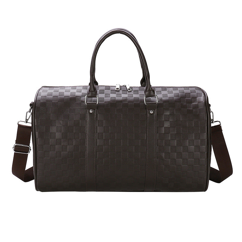 Plaid Embossed PU Leather Sports Travel Bag