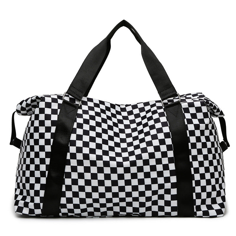 Plaid Oxford Gym Bag with Dry and Wet Separation