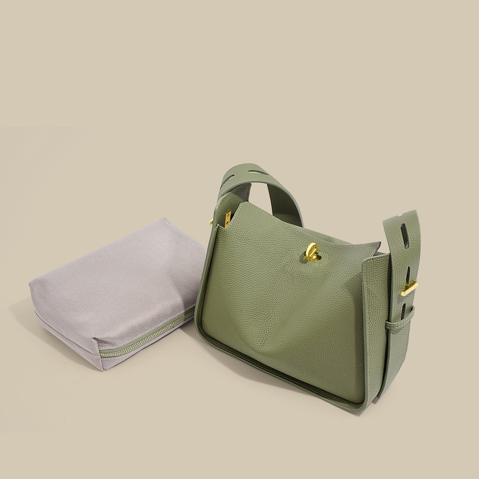 Genuine Leather Niche Pillow Tote Messenger Bag