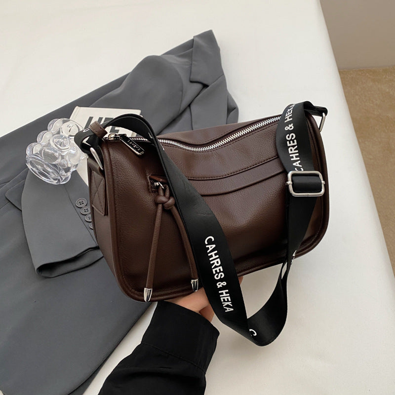 Retro  Solid Pillow Bag with Wide Strap