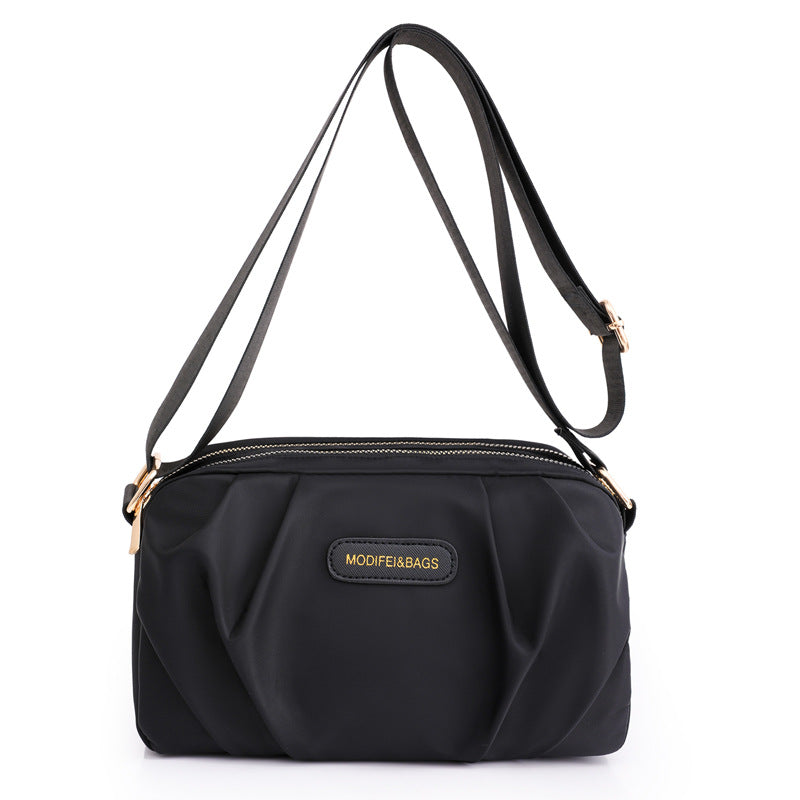 Pleated Nylon Oxford Large Capacity Crossbody Bag