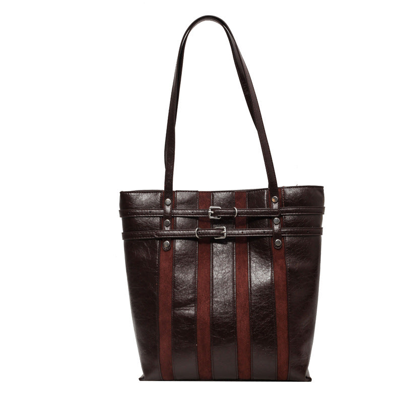 Textured Stitching  Retro Fashion Large Shoulder Tote