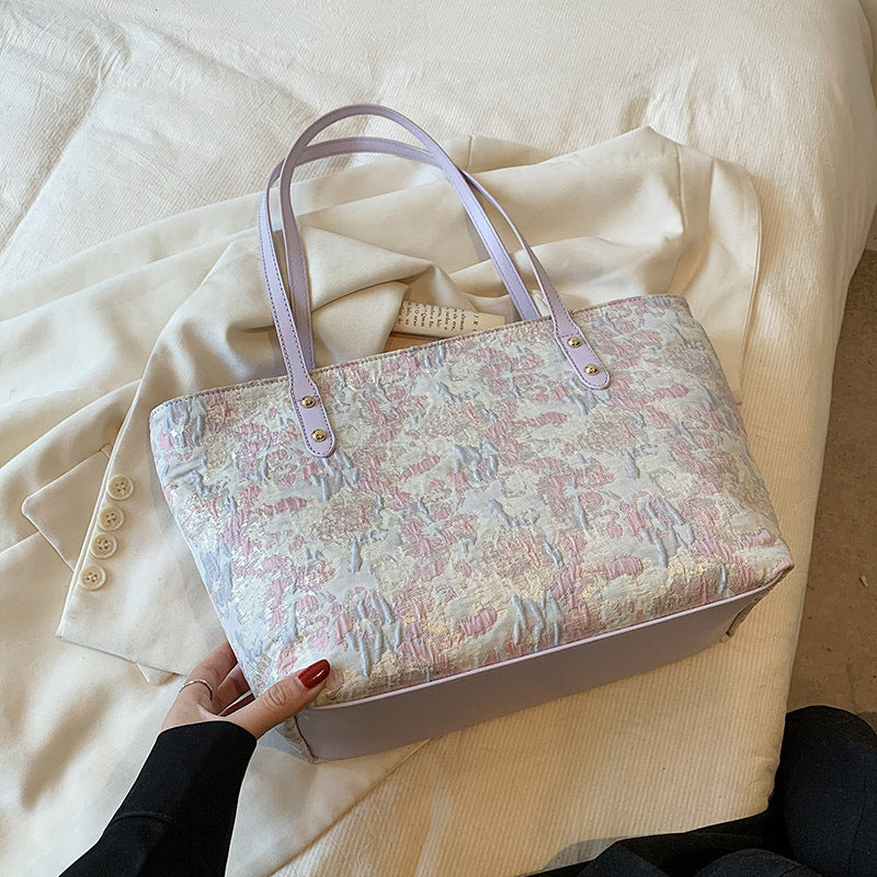 Embroidered Polyester Summer Commuter Tote Bag