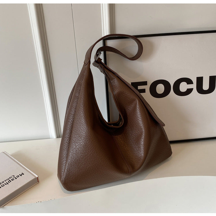 Soft Leather  Textured Casual Shoulder Tote Bag