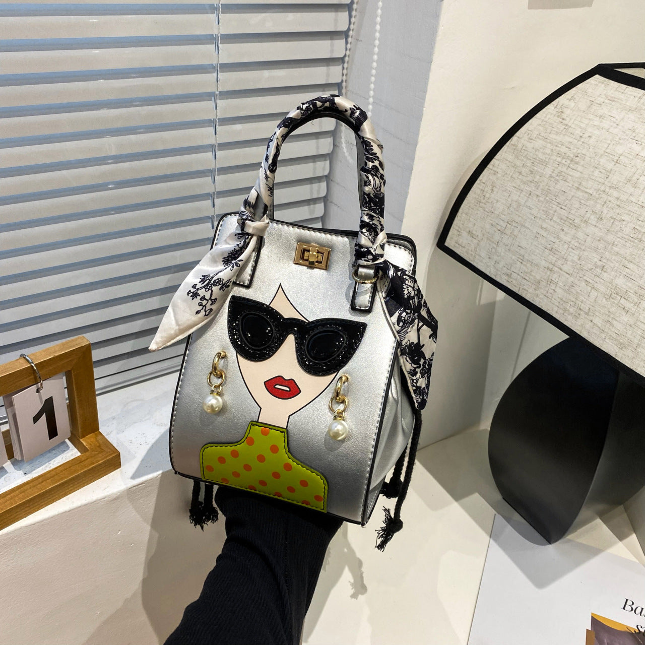 Trendy Cartoon Silk Scarf Handbag for Women