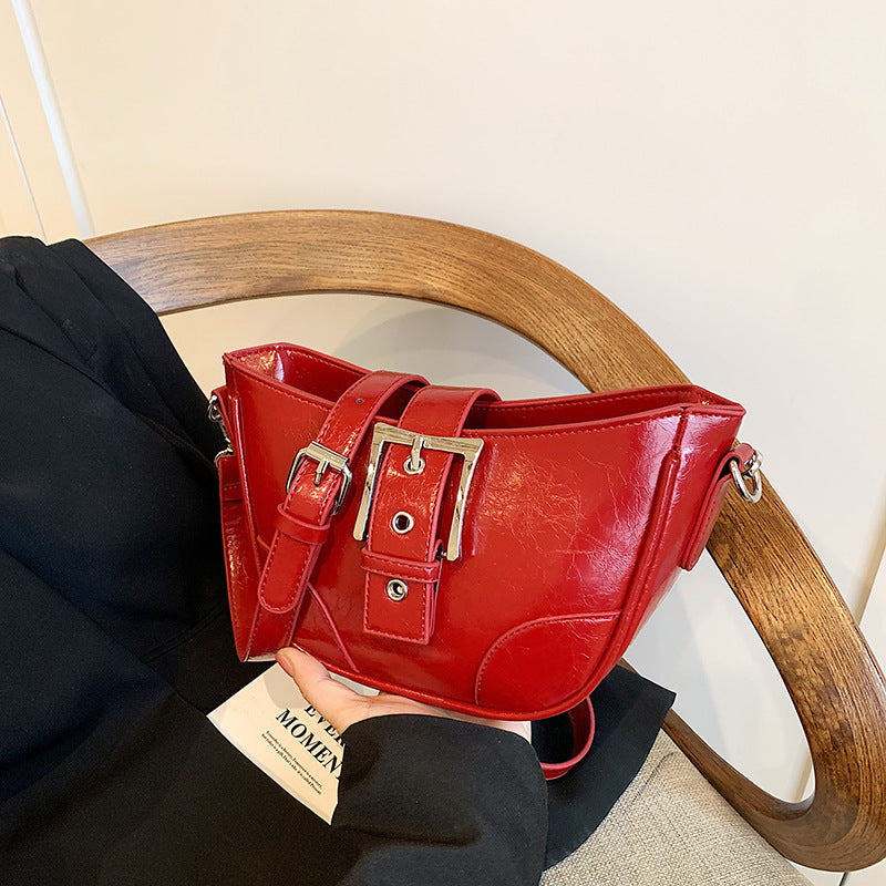 Waxed Faux Leather Retro Saddle Crossbody Messenger Bag
