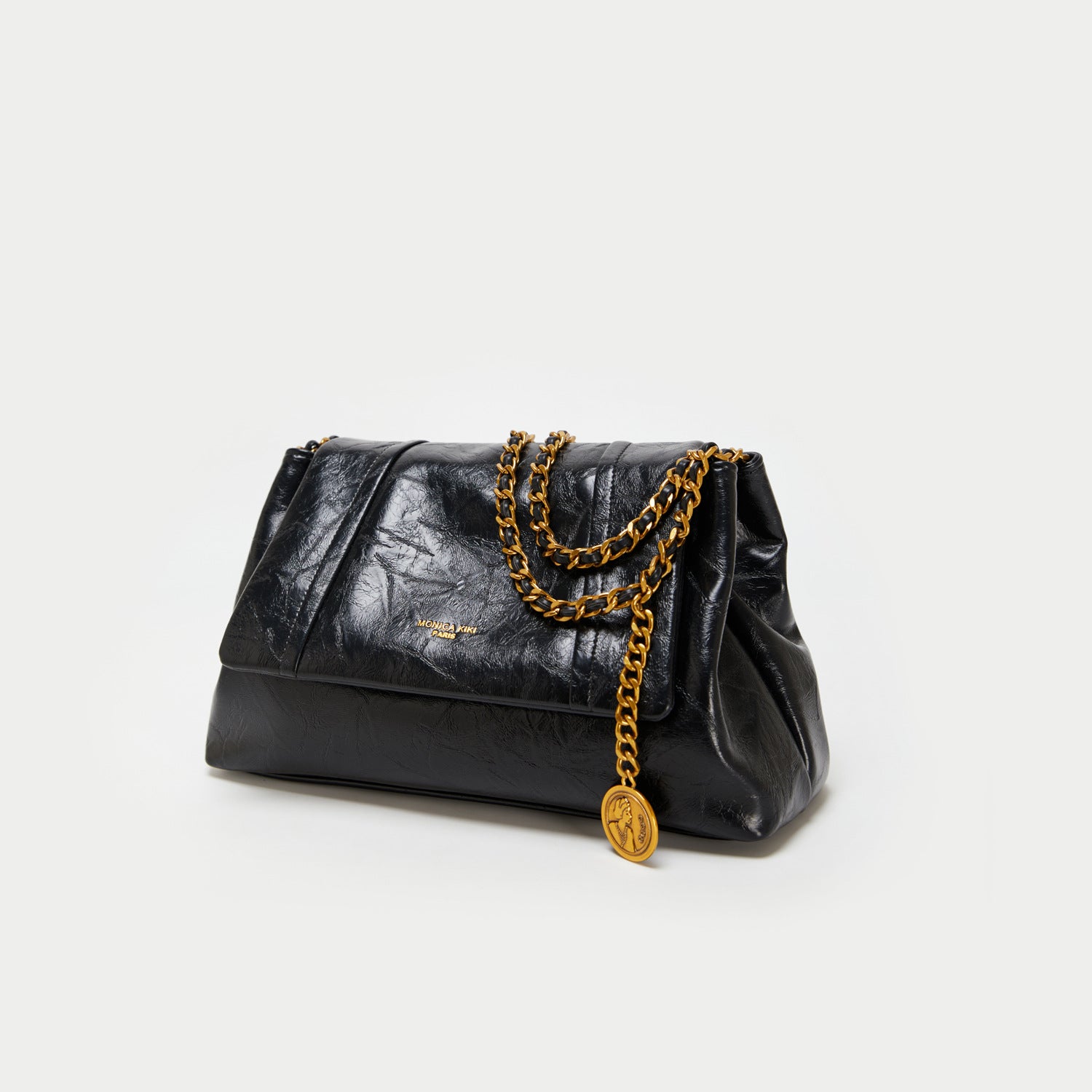Faux Leather Chain Strap Large Tote Shoulder Bag