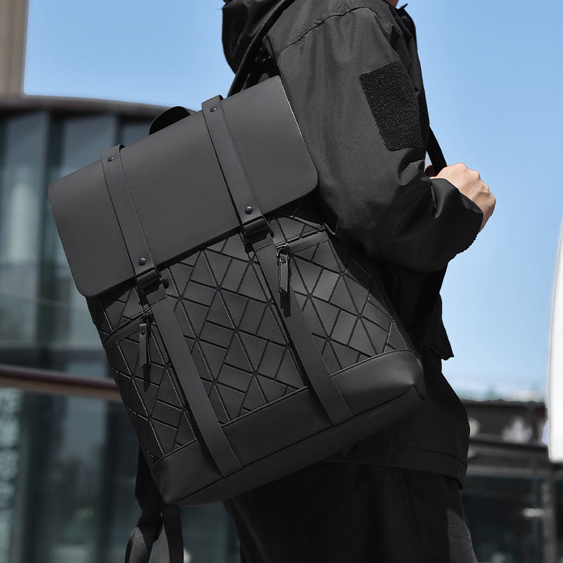 Rhombus Style Polyester Travel Commuter Laptop Backpack