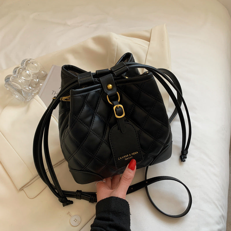 Stylish Embroidered PU Leather Bucket Crossbody Bag