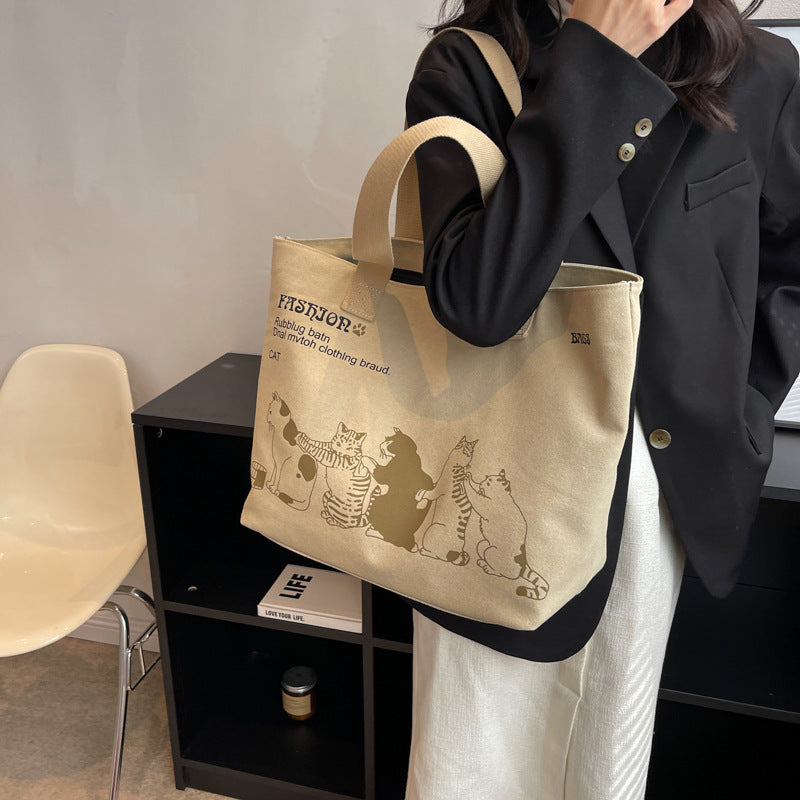 Leisure Large Capacity Canvas Student Tote Bag