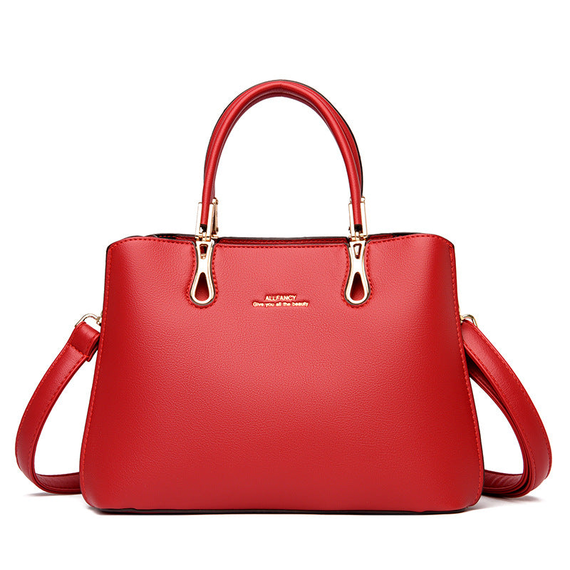 Simple Fashion PU Leather Shoulder Tote Bag for Moms