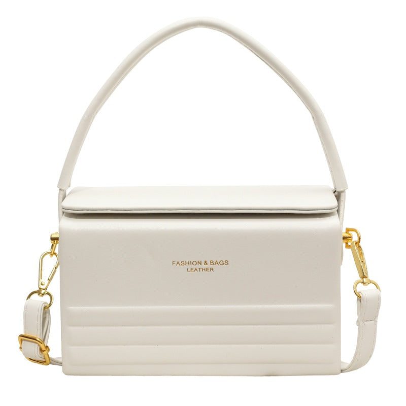 Striped Letter Textured Hard Shell  Crossbody Bag