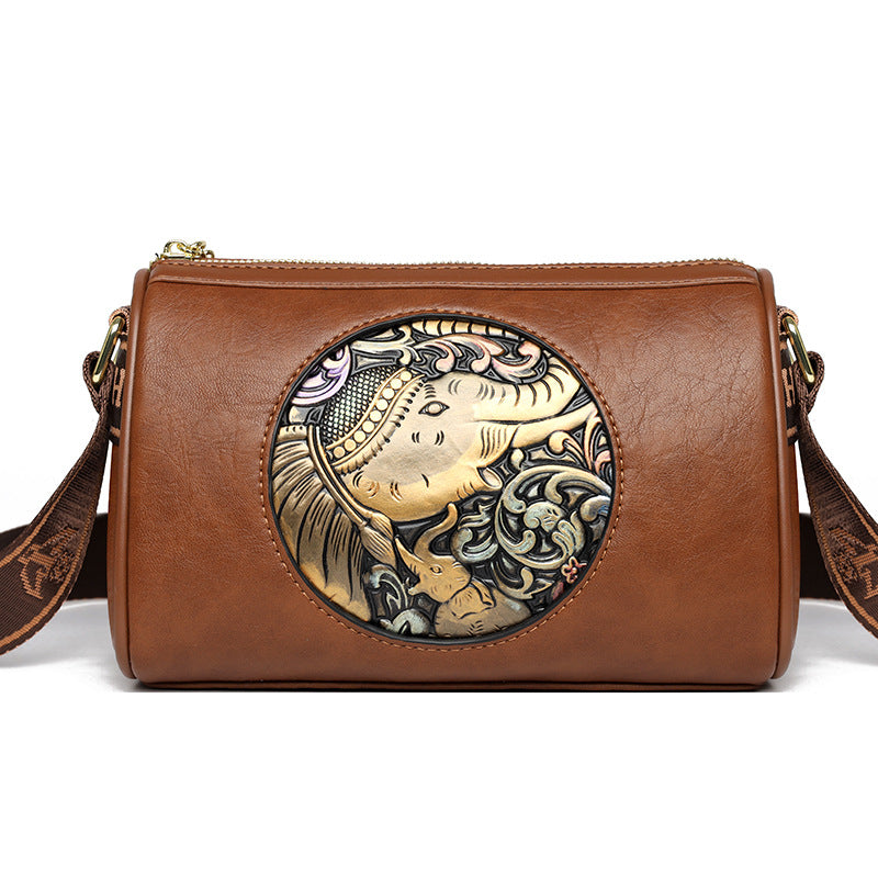 Chinese Style Embossed  Retro Shoulder Crossbody Bag