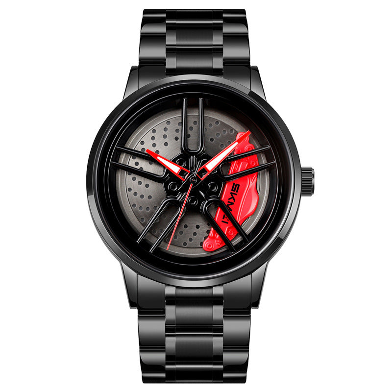 Stainless Steel Wheel Dial Quartz Watch