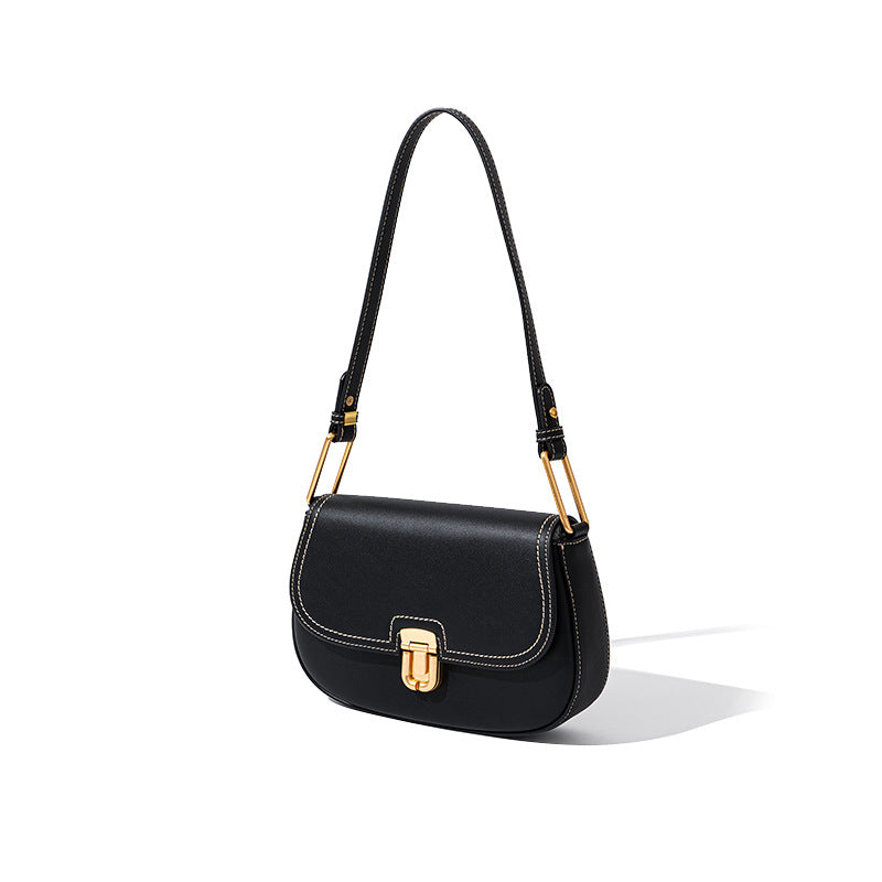 Designer Genuine Leather Niche Saddle Shoulder Bag