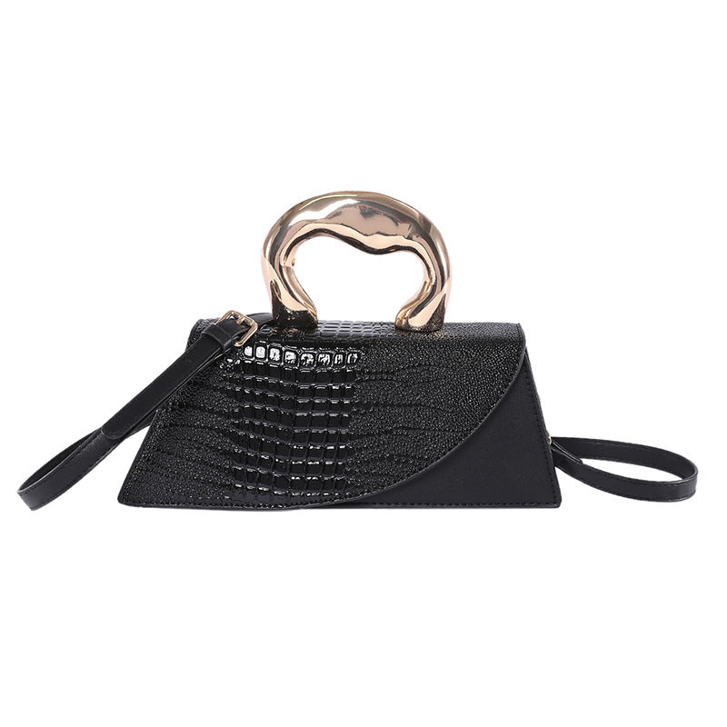 Crocodile Pattern Patent Leather  Crossbody Bag