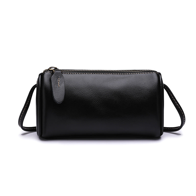 Genuine Leather Vegetable-Tanned Retro Boston Pillow Bag