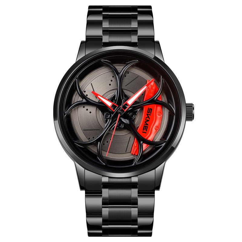 Stainless Steel Wheel Dial Quartz Watch